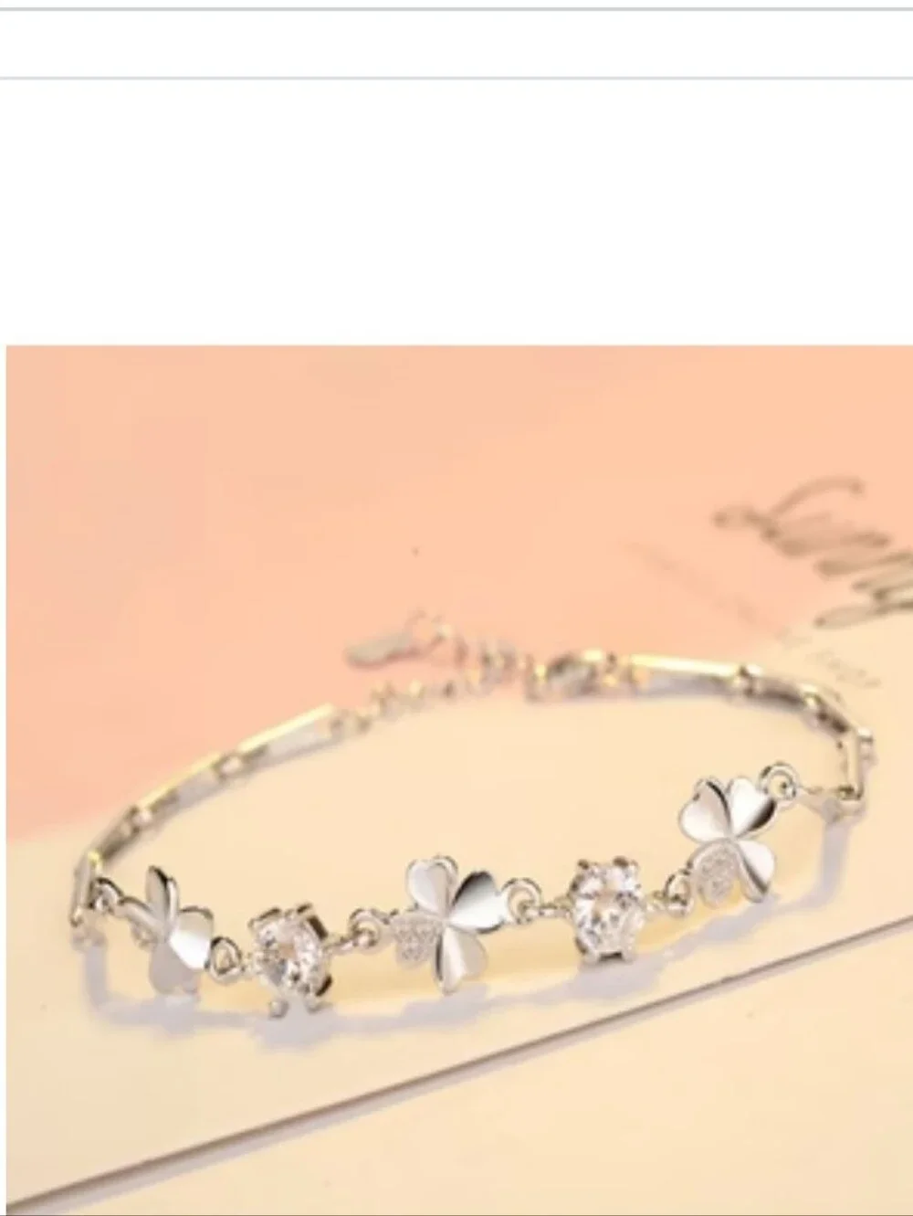 925 sterling Silver Zircon Lucky Clover Bracelet